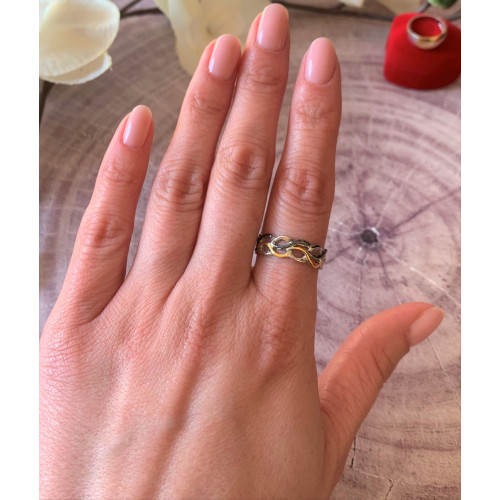 Srebrny pierścionek trzykolorowy